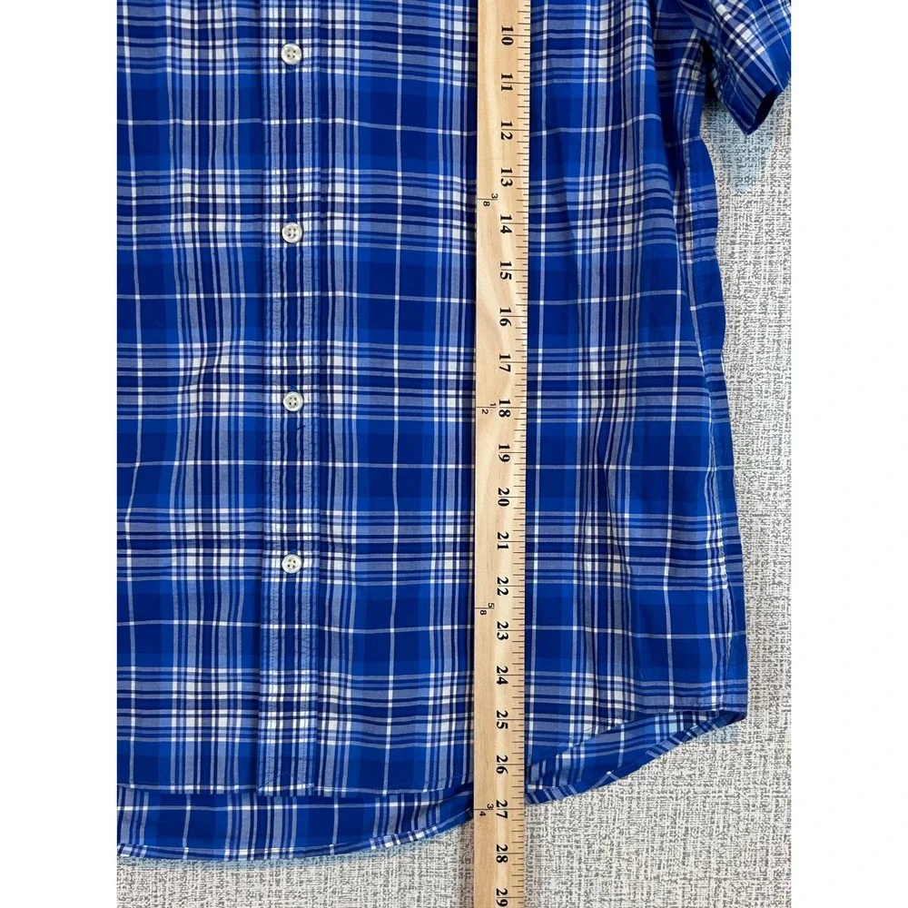 Ralph‎ Lauren Boys XL 18-20 Blue Plaid Short Sleeve Button Down Classic Preppy